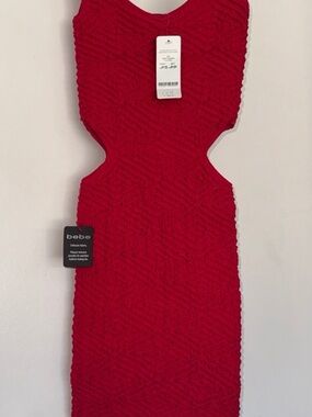 bebe Hot Pink Textured Cutout Dress
